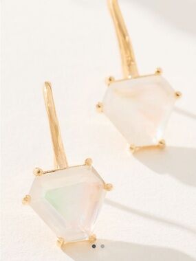 New! Anthropologie Iridescent Cateye 14K Geo stone French hook Earrings (1075)